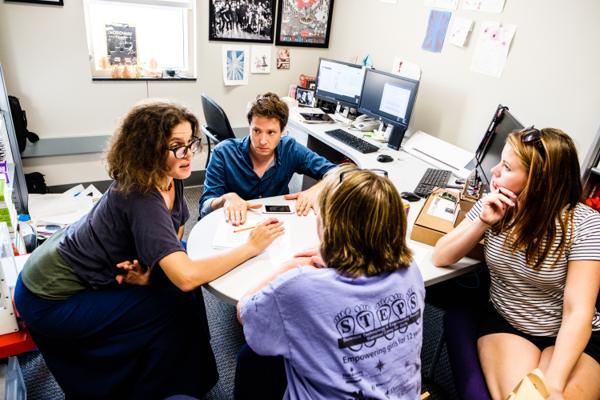 AnnMarie and Damian meeting with teachers
